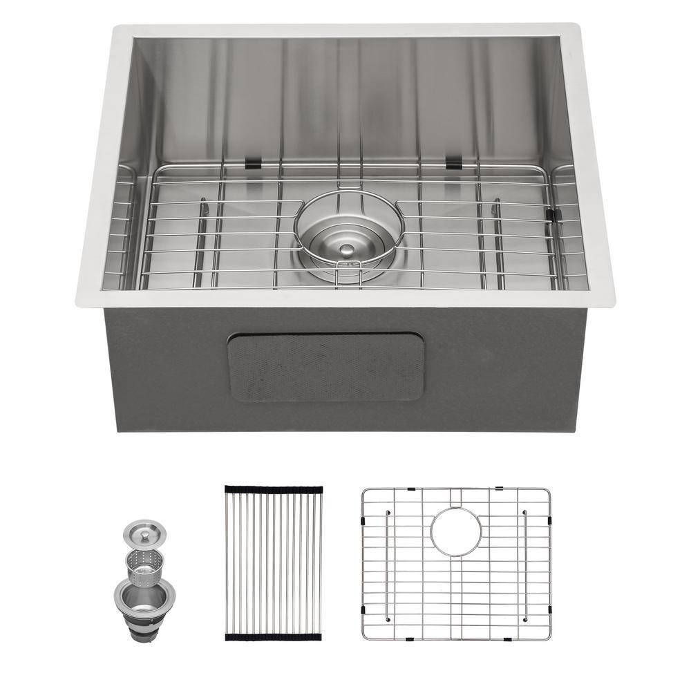 Logmey 23 x 18 in. Undermount Kitchen Bar Sink Single Bowl 16-Guage 9 ...