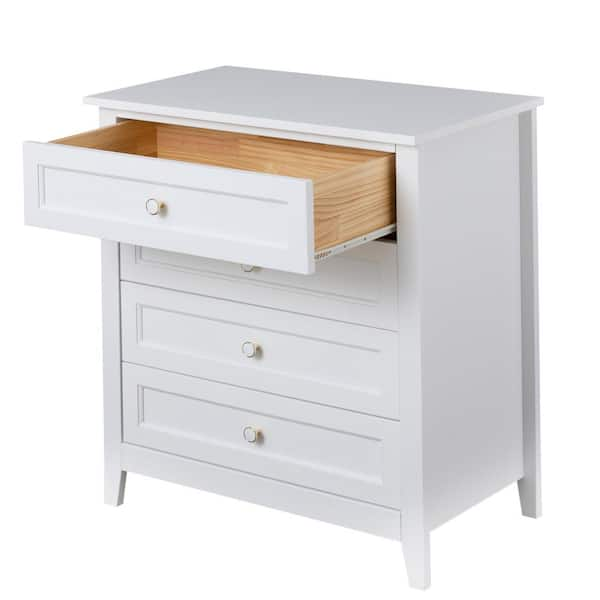 White Wood 4-Drawer 1-Door Bathroom Storage Cabinet - 32.68 H x