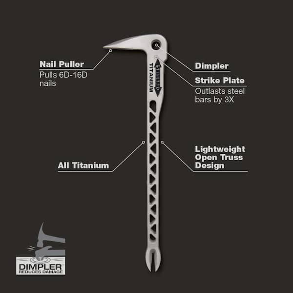 Stiletto 12 in. Titanium Clawbar Nail Puller with Dimpler TiCLW12 - The  Home Depot