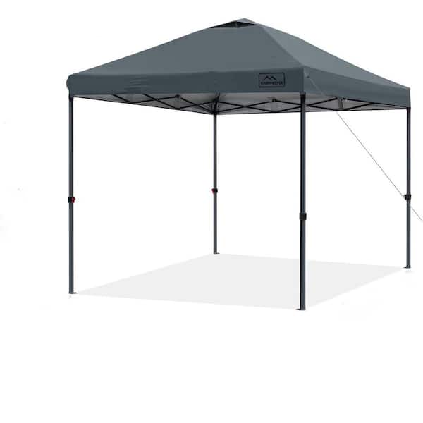 Zeus & Ruta 10 ft. x 10 ft. Dark Grey Pop-Up Canopy Tent with 3 Adjustable Heights, Wheeled Carry Bag, Bonus 8 Stakes and 4 Ropes