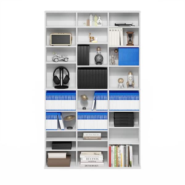 Furinno JAYA White 24-Shelf Multimedia Media Storage Tower Rack