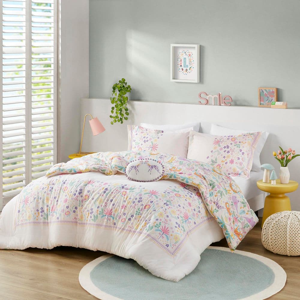 Full Purple Cotton Reversible Down Alternative Comforter Set