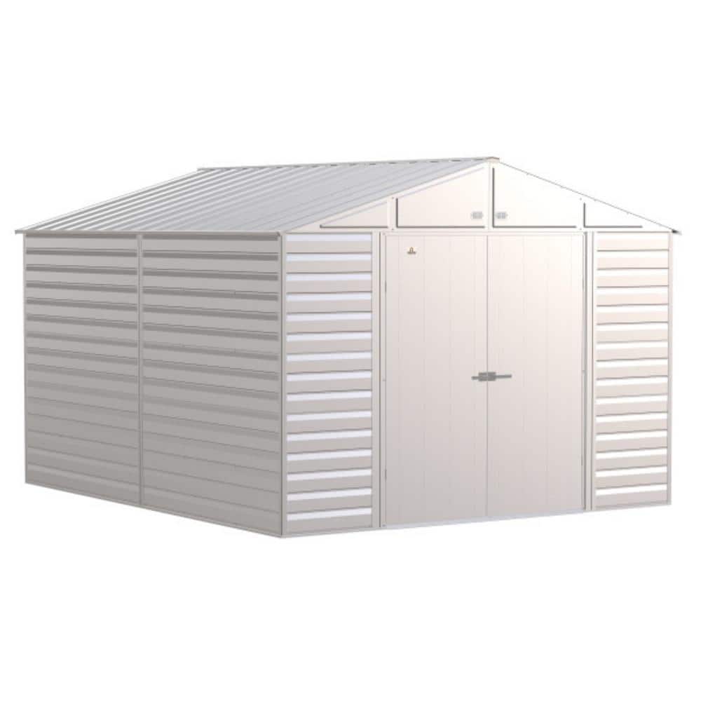 Flute Grey 10' x 12' Galvanized Steel Peak Roof Storage Shed