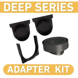 Deep Series End Caps and Bottom Pipe Adapter for Modular Trench and Channel Drain Systems