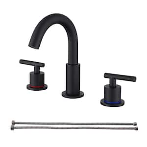 8 in. W spread Deck Mount 2-Handle Bathroom Faucet in Matte Black