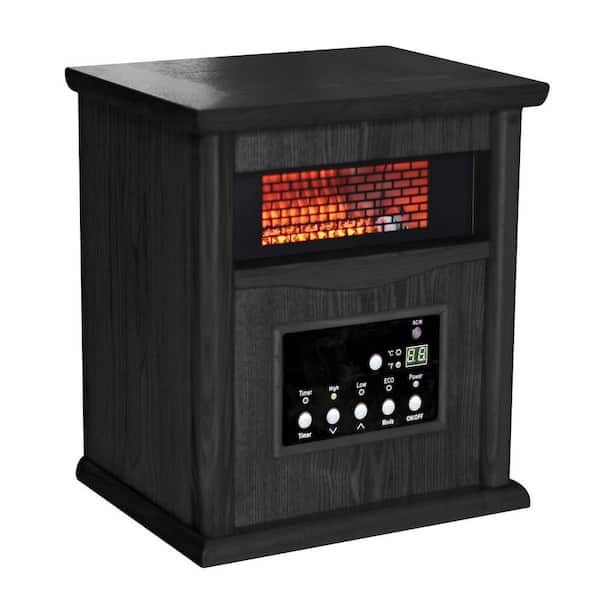 Comfort Zone 750/1500-Watt Infrared Wood Cabinet Quartz Electric Portable Heater with Remote - Black