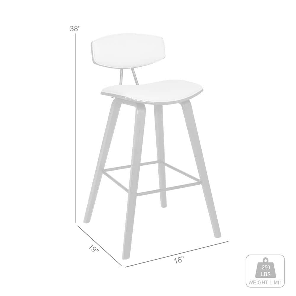 Gray Faux Leather and Walnut Wood Mid-Century Modern Bar Stool
