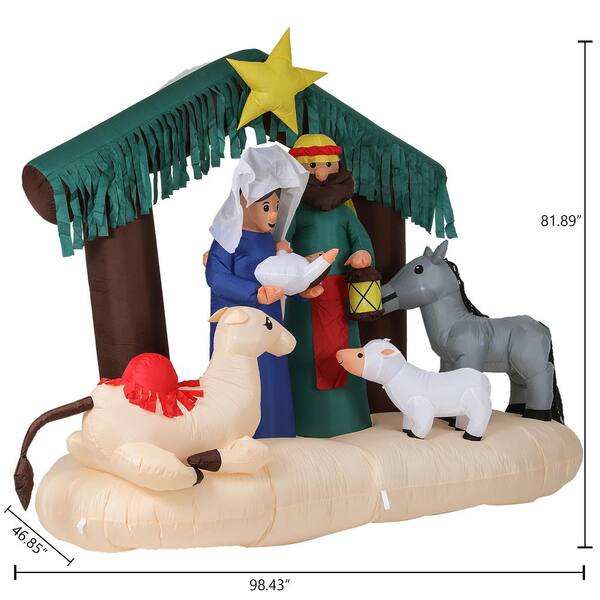 Luxen Home Lighted 7 ft. H x 8 ft. W Nativity Scene Inflatable