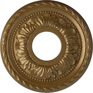 7/8 in. x 11-3/8 in. x 11-3/8 in. Polyurethane Palmetto Ceiling Medallion, Pale Gold