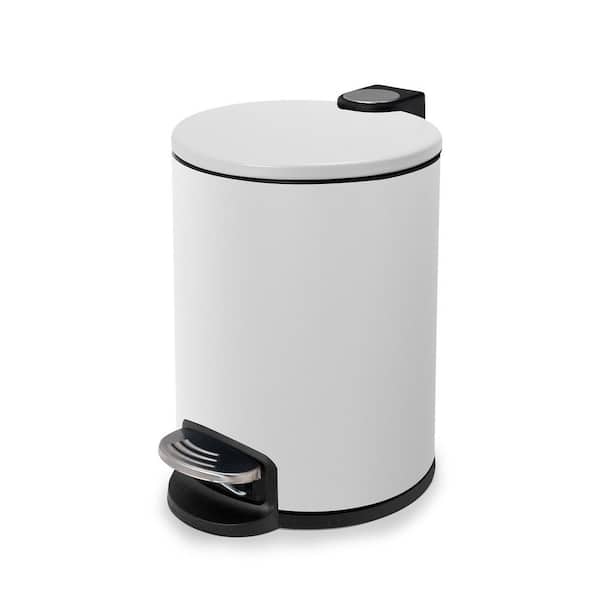 ACENTO Small Round 5 L/1.3 Gal. Pedal Trash Bin with Soft Close Lid in Matte White
