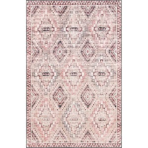 Sharni Diamond Trellis Cotton Rust Doormat 3 ft. x 5 ft. Traditional Accent Rug