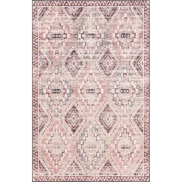 nuLOOM Sharni Diamond Rust 3 ft. x 5 ft. Trellis Cotton Doormat Traditional Accent Rug