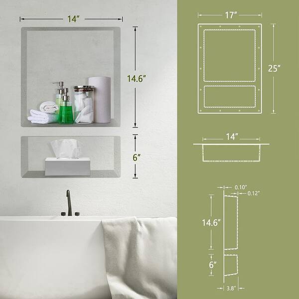 ZDHHT Black Stainless Steel Shower Niche - 12x18x4 Inches Recessed Double Shelf Organizer, No Tile Needed, Bathroom Storage - View #5