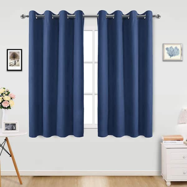 Pro Space 52 in. W x 72 in. L Blackout Curtains with Grommet Top Room Darkening Noise Reducing, Navy BLue（1 Panel）