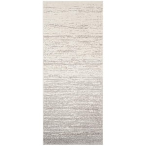 Adirondack Ivory/Silver 3 ft. x 6 ft. Solid Striped Runner Rug