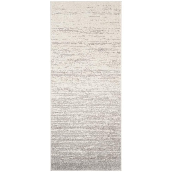 SAFAVIEH Adirondack Ivory/Silver 3 ft. x 6 ft. Solid Striped Runner Rug