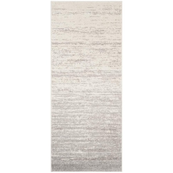 SAFAVIEH Adirondack Ivory/Silver Solid Color 3 ft. x 6 ft. Striped Runner Rug