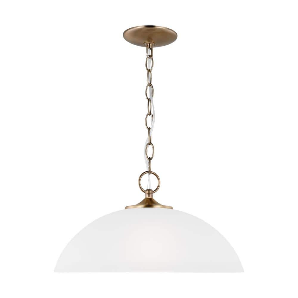 Geary 1-Light Satin Brass Shaded Hanging Ceiling Pendant with Satin Etched Glass Shade and LED Light Bulb price history on PriceWatchPro
