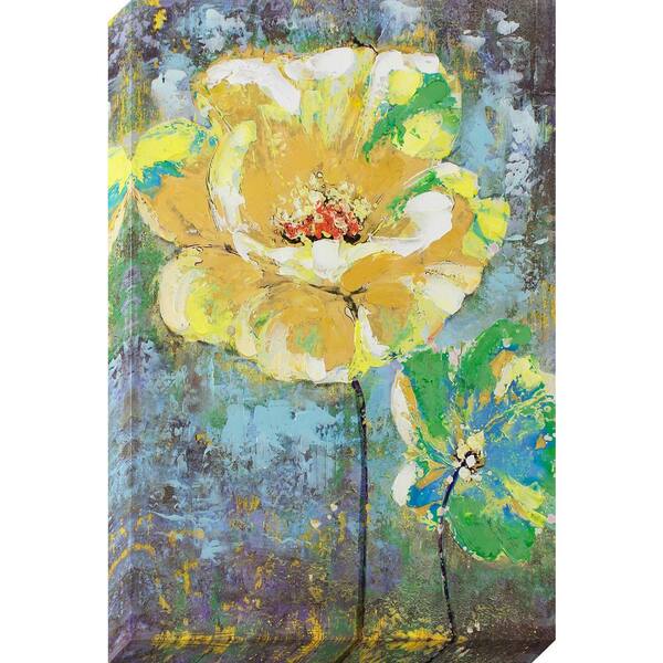 Decor Therapy 36 in. x 24 in. Yellow Painted Flower Oil Painted Canvas Wall Art