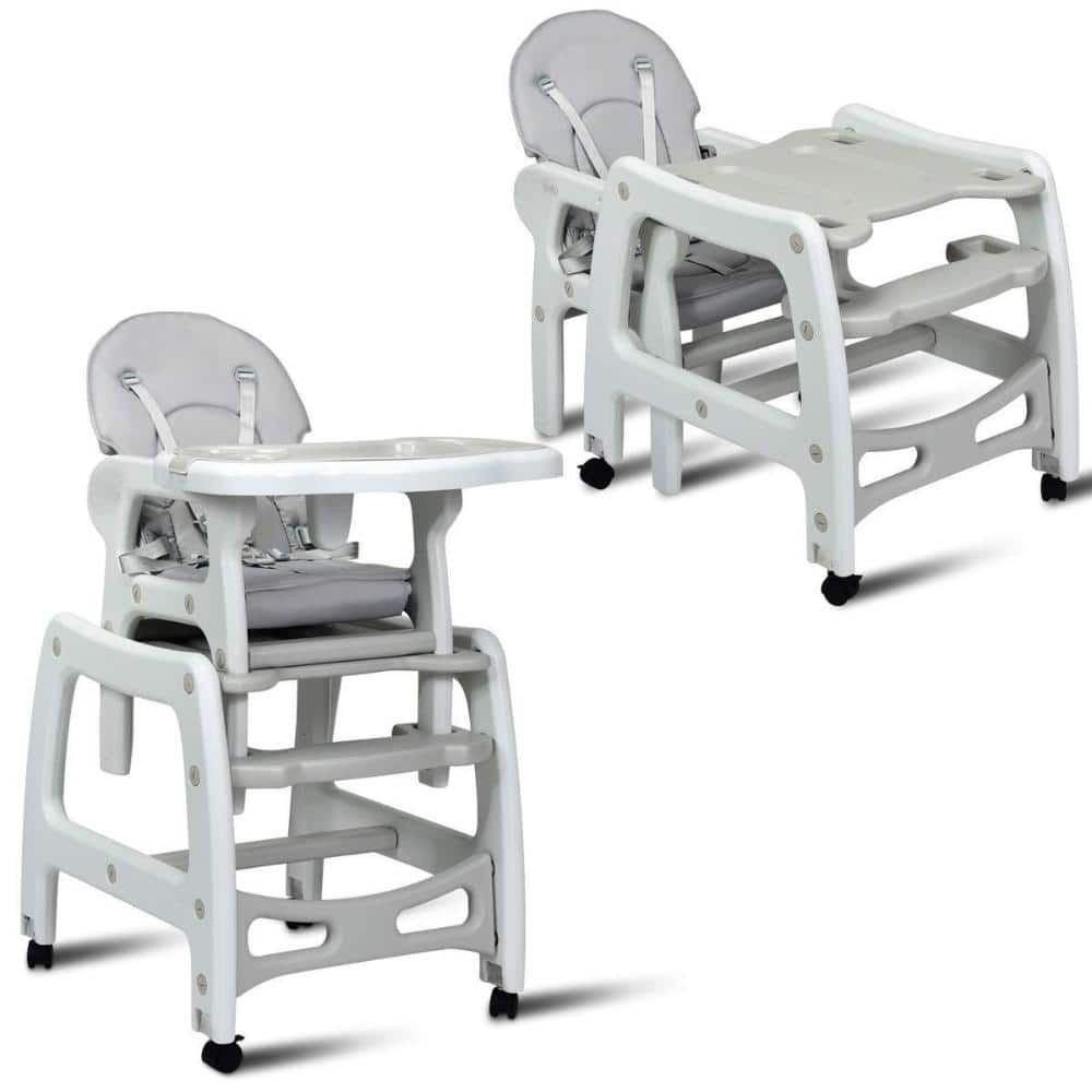 3-in-1 Baby High Chair with Lockable Wheels, Rocker Mode, PE and PP Build