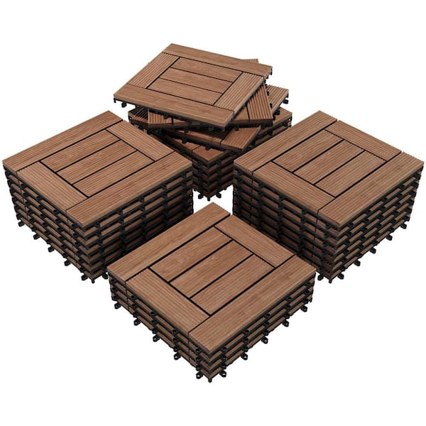 Yaheetech 12 in. x 12 in. Interlocking Patio Deck Tiles, Pack of