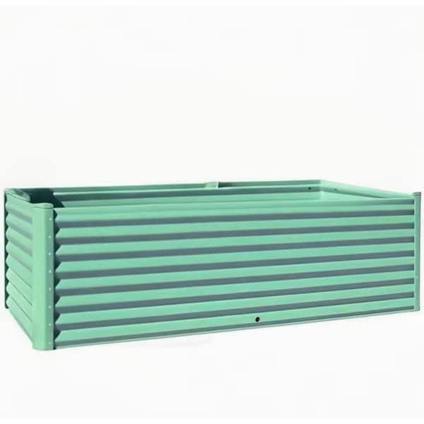 Lycvki 8 x 4 x 2 ft. Green Galvanized Metal Rectangle Outdoor Green Raised Garden Bed
