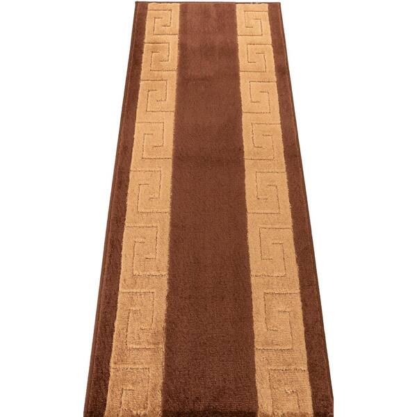 Euro Meander Design Brown 26 in. W x 540 in. L Stair Runner 97.64 sq. ft.