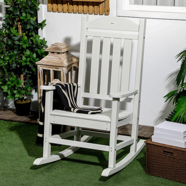 Outsunny Light Gray Plastic Outdoor Rocking Chair 84G-066V00LG