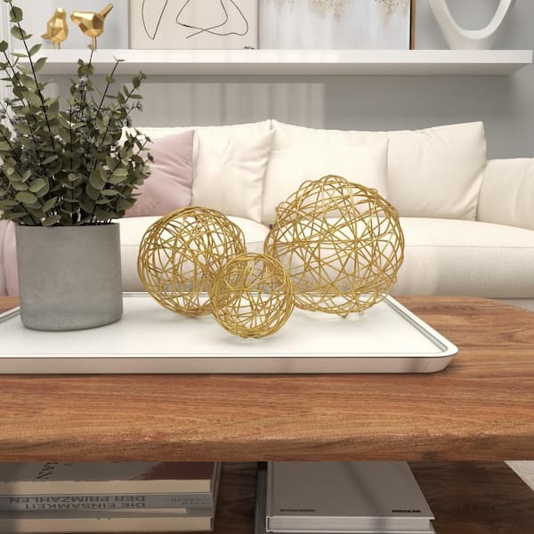 CosmoLiving by Cosmopolitan Gold Metal Geometric Sculpture (Set of 3)