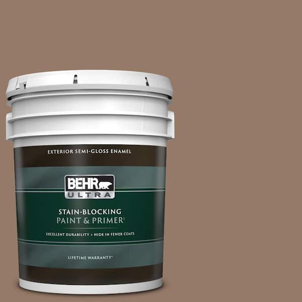 BEHR ULTRA 5 gal. #BXC-73 True Walnut Semi-Gloss Enamel Exterior Paint & Primer