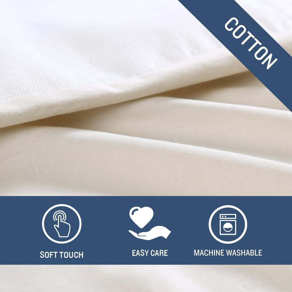 Beige Cotton Queen Bed Skirt with Split Corners
