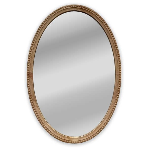 Unbranded CHLOE's Reflection 32 in. H x 22 in. W Contemporary Maple Wood Finish Oval Textured Framed Wall Mirror