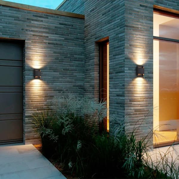 C Cattleya 8 in. H 2-Light Matte Black LED Outdoor Hardwired Wall