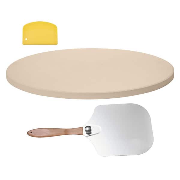15 in. Pizza Stone, Round Pizza Stone, Cordierite Baking-Stone with Scrape, Cooking Stones for Kitchen Oven