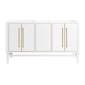 Mason 60 in. Bath Vanity Cabinet Only in White with Gold Trim