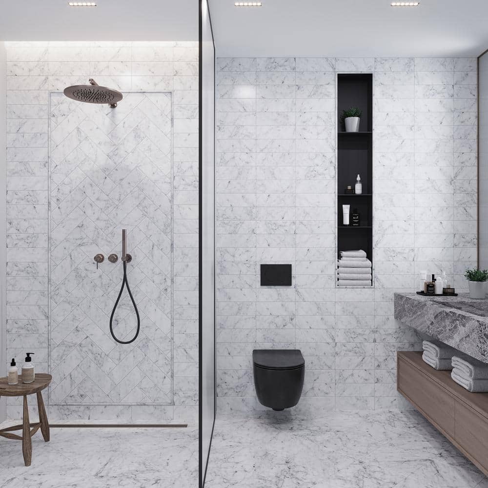Apollo Gray and White Polished Marble 4x12 Subway Tile