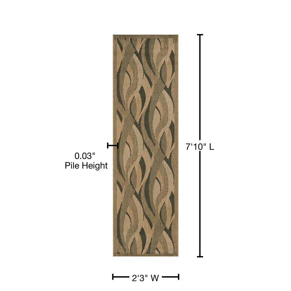 Black and Natural Flat Woven Synthetic Runner Rug