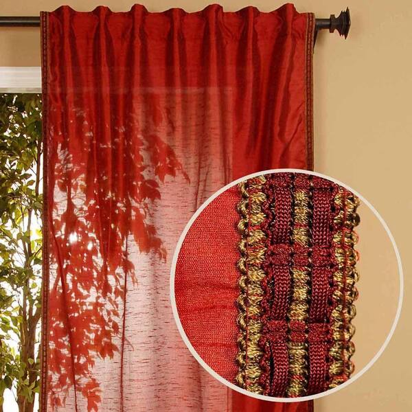 Home Decorators Collection Semi-Opaque Polysilk Burgundy Back Tab Curtain