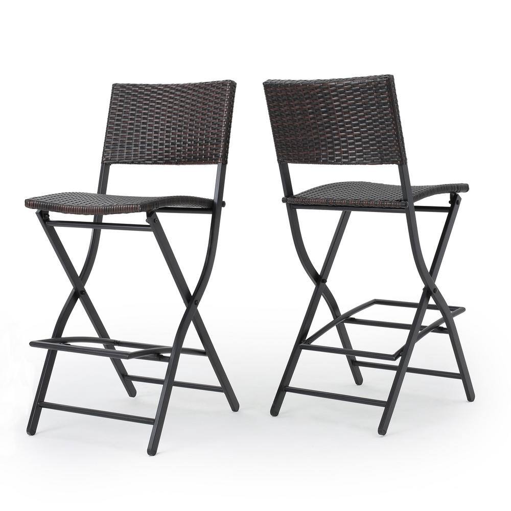 Foldable Wicker Outdoor Bar Stool Chair, 2-Pcs Set, Multibrown price history on PriceWatchPro