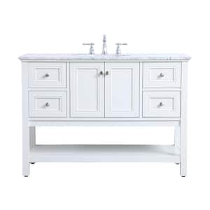 Timeless Home 48 in. W x 22 in. D x 33.75 in. H Single Bathroom Vanity in White with White Marble and White Basin