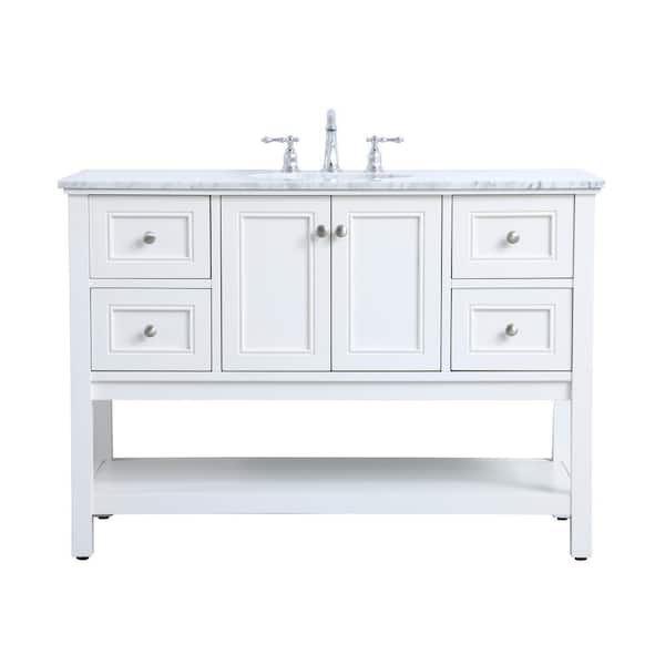 Unbranded Timeless Home 48 in. W x 22 in. D x 33.75 in. H Single Bathroom Vanity in White with White Marble and White Basin
