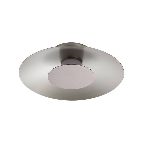 Golden Lighting - Luma 11.75 in. 12-Watt Soft Modern Sand Nickel Integrated LED Flush Mount with Coffee Silver Shade