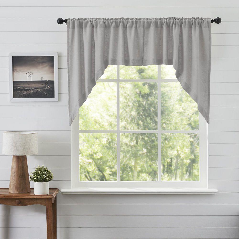 Burlap 36 in. L Cotton Swag Valance in Dove Grey Pair