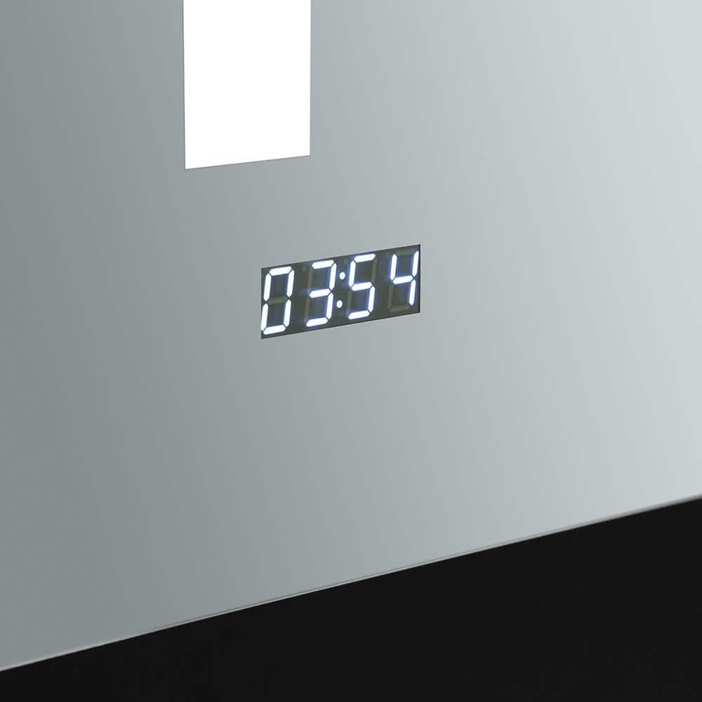 Elegant 24x36 Frameless LED Mirrored Medicine Cabinet with Digital Clock