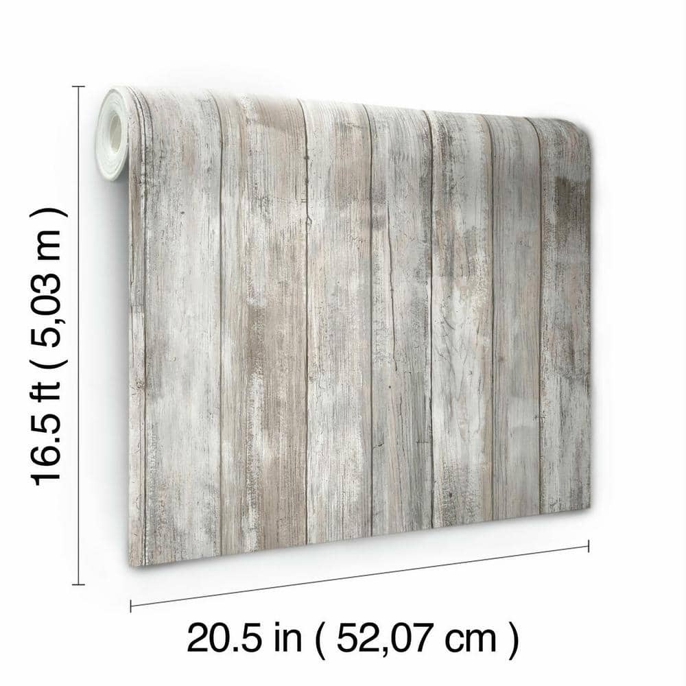 Distressed Brown and Gray Wood Peel and Stick Wallpaper