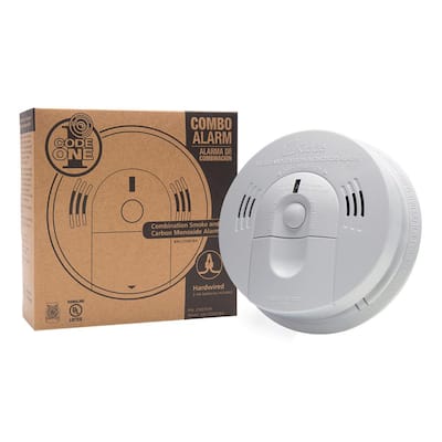 Code One Smoke & Carbon Monoxide Detector, Hardwired with AA Battery Backup & Voice Alarm