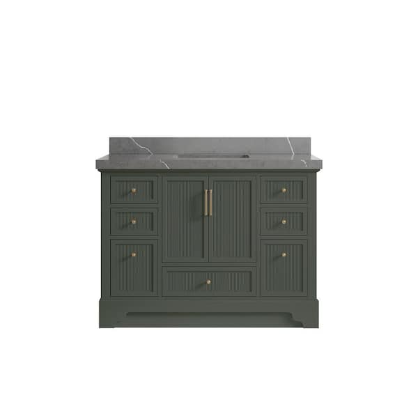 Willow Collections Alys 48 in. W x 22 in. D x 36 in. H Single Sink Bath Vanity in Pewter Green with 2 in. piatra qt top
