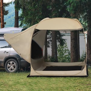 84 in. x 84 in. x 86 in. Beige Instant Pop Up Truck Tent, Mesh Walls, Camping Outdoor Travel Screen House Attachment