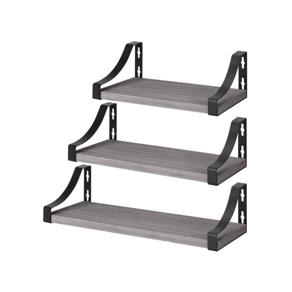 Cubilan 5.9 in. x 16.4 in. x 5 in. Gray Wood Decorative Wall Shelves with Brackets 994428479