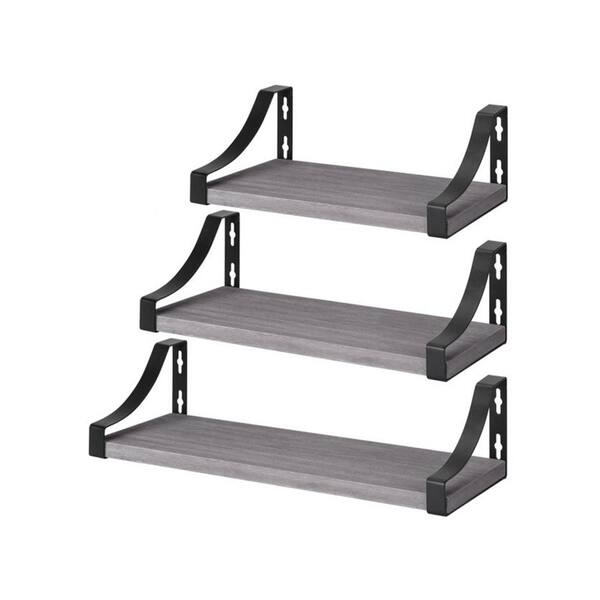 Cubilan 5.9 in. x 16.4 in. x 5 in. Gray Wood Decorative Wall Shelves